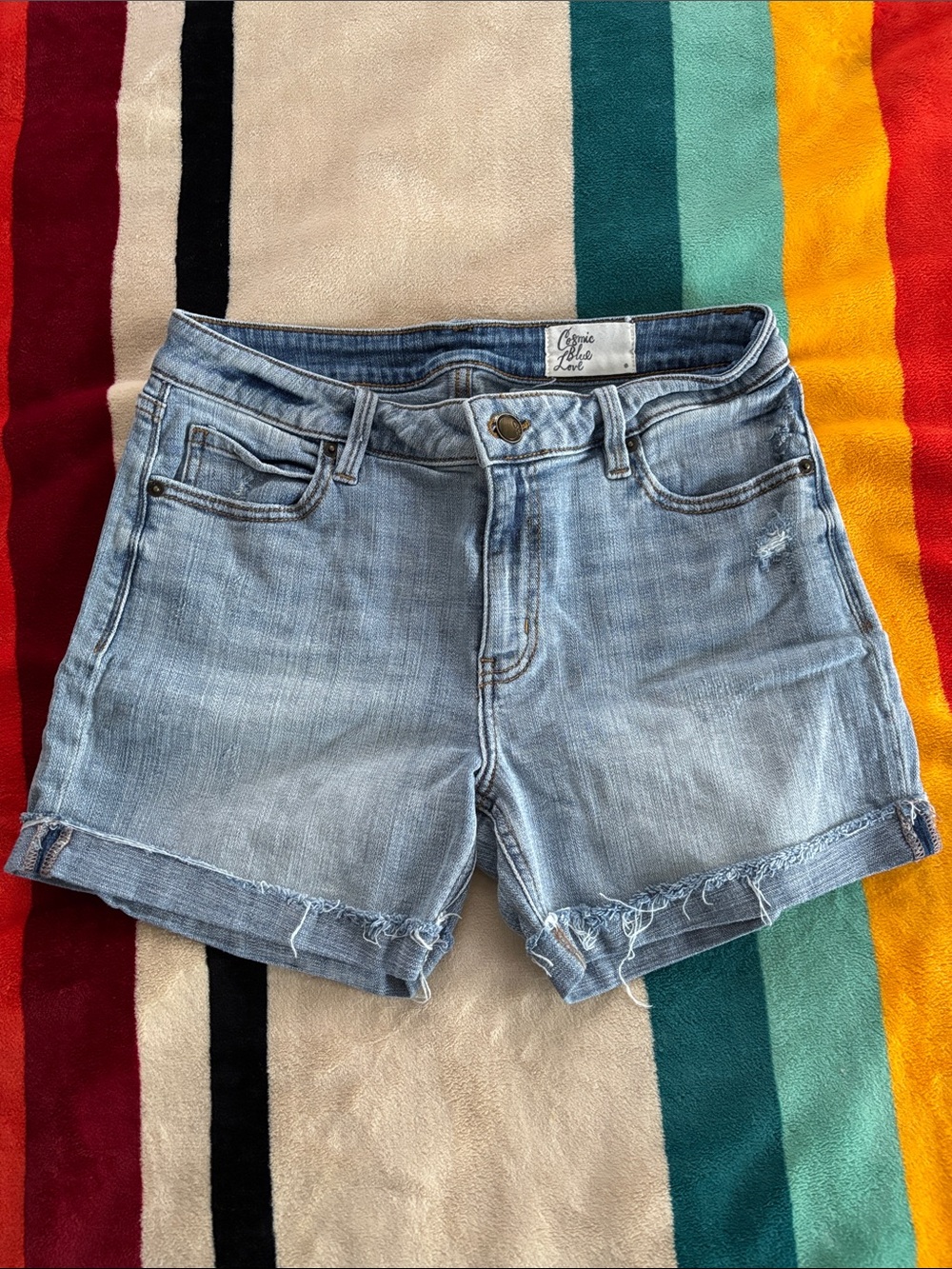 Light Wash Denim Jean Shorts with Frayed Hem sz 28
